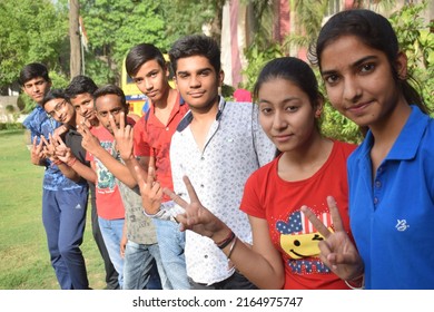 Jeevan Jyoti School Students Celebrating Result Of Haryana Education Board Exam. Gurugram, Haryana, India. May 17, 2019.