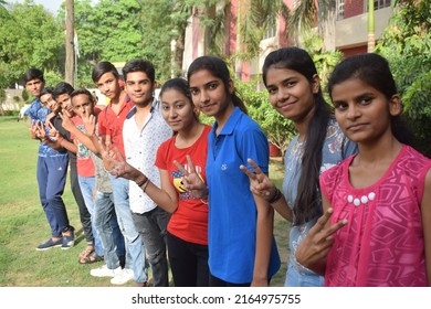 Jeevan Jyoti School Students Celebrating Result Of Haryana Education Board Exam. Gurugram, Haryana, India. May 17, 2019.