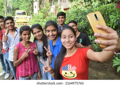 Jeevan Jyoti School Students Celebrating Result Of Haryana Education Board Exam. Gurugram, Haryana, India. May 17, 2019.