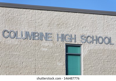 JEFFERSON COUNTY, CO - OCTOBER 7: A Sign At Columbine High School On October 7, 2012. Columbine High School Was The Site Of One Of The Worst School Shootings In US History On April 20, 1999.