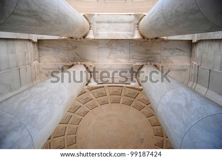 Jefferson Memorial Ceiling ,and Column Structure in Washington DC , USA