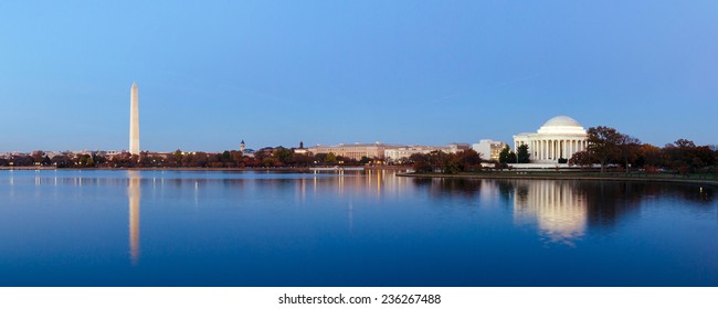 Jefferson Memorial at Tidal Basin,Washington DC, USA. Panoramic image.