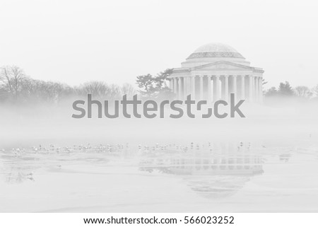 Jefferson Memorial in winter - Washington DC USA