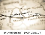 Jeffersonville. Kentucky. USA on a geography map