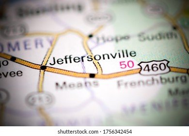 Jeffersonville. Kentucky. USA On A Geography Map