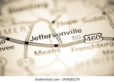 Jeffersonville. Kentucky. USA On A Geography Map