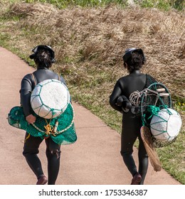 JEJU ISLAND, KOREA - APRIL 2012: Women Divers On Jeju Island, Korea.