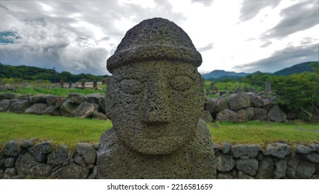 Jeju Stone Statue On A Cloudy Day