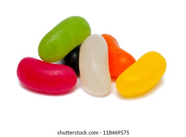 Jelly Bean Candies Over White