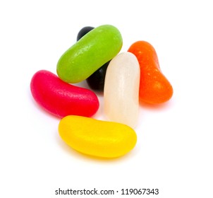 Jelly Bean Candies Over White