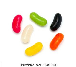 Jelly Bean Candies Over White