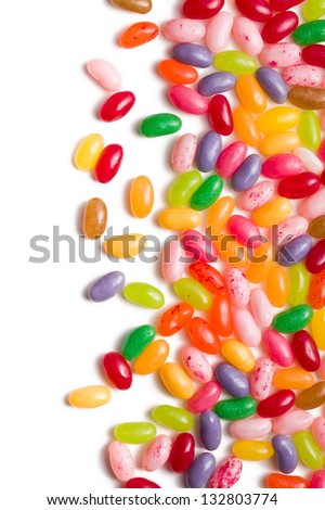the jelly beans border on white background