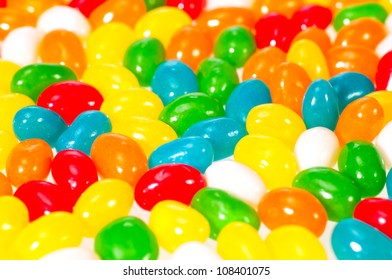 Jelly beans close up background