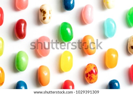 Jelly beans for easter shot close up on a white background