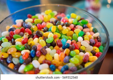 Jelly Beans In A Glass Bowl