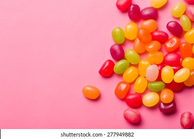 The Jelly Beans On Pink Background