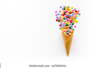 Jelly Beans.White Background Top View Mockup