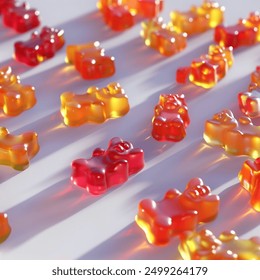 Jelly bear.Jelly.Marmalade.Marmalade bear.Sugar.jelly candy. Children. Feeling of happiness..Pleasure.Rainbow.Positive. Taste.Isolated white background.