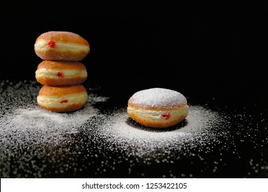 Jelly Filled Doughnuts With Powdered Sugar