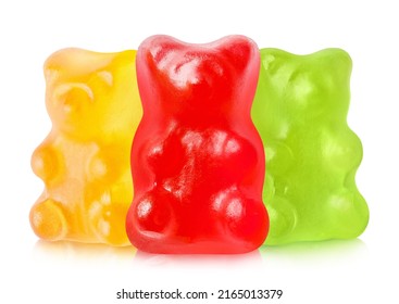 Jelly gummy bears, isolated on white background