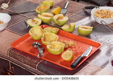 Jelly Mold Made From Green Apples. Close-up.