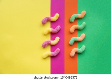 Jelly sugar worms colorful background - Powered by Shutterstock