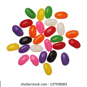 Jellybeans Isolated On White Background, Close Up