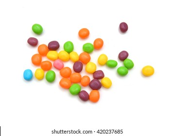 Jellybeans Isolated On White Background, Close Up