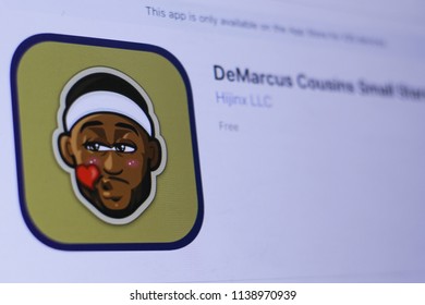 JEMBER, EAST JAVA, INDONESIA, JULY 21, 2018. DeMarcus Cousins Small Stars App In Play Store. Close-up On The Laptop Screen.