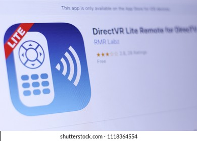 JEMBER, EAST JAVA, INDONESIA, JUNE 22, 2018. DirectVR Lite Remote For DirecTV App In Play Store. Close-up On The Laptop Screen.