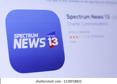 JEMBER, EAST JAVA, INDONESIA, JUNE 23, 2018. Spectrum News 13 App In App Store. Close-up On The Laptop Screen.