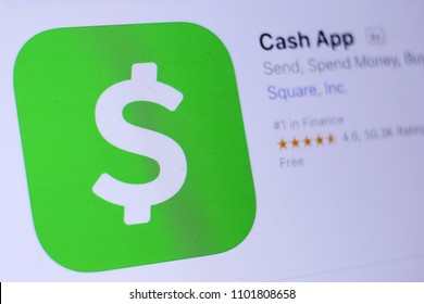 JEMBER, EAST JAVA, INDONESIA, MAY 31, 2018. Cash App app in App Store. Close-up on the laptop screen.