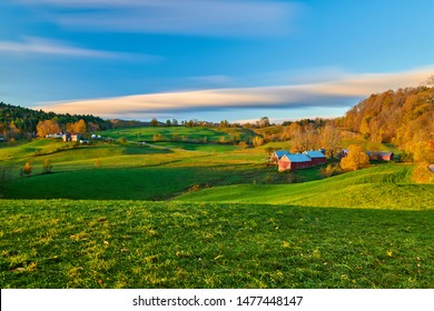 Jenne Farm with barn at sunny autumn morning in Vermont, USA - Shutterstock ID 1477448147