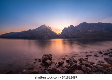 Jenny Lake Sunset In Grand Teton National Park 