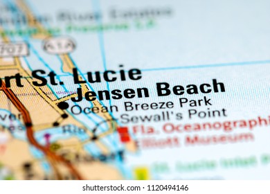 Jensen Beach. Florida. USA On A Map