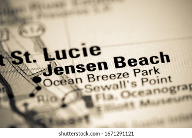 Jensen Beach. Florida. USA On A Map