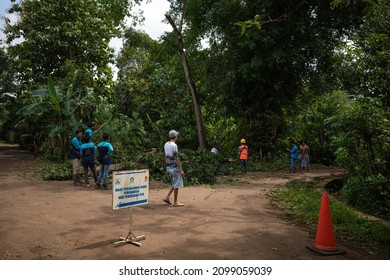 Jepara, Indonesia, December 31, 2021 People Who Are Doing Community Service To Cut Trees