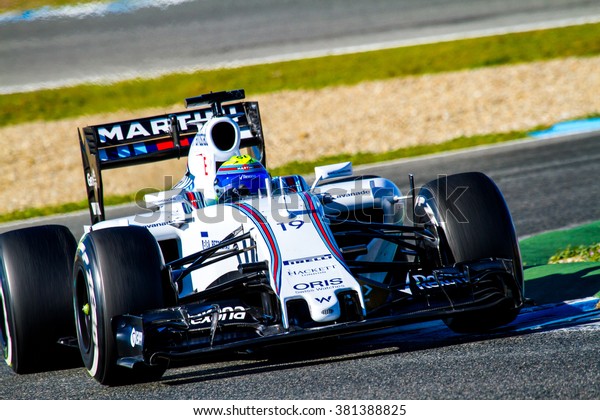 JEREZ DE LA FRONTERA, SPAIN\
- FEB 04:  Felipe Massa of Williams Martini Racing F1 Team races on\
training session on February 04 , 2015, in Jerez de la Frontera ,\
Spain