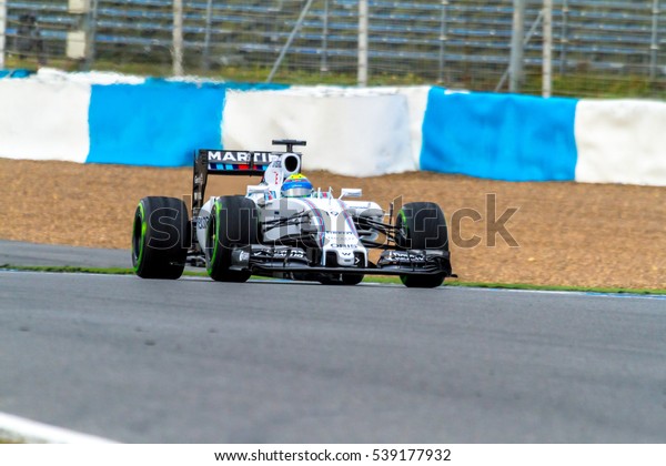 JEREZ DE LA FRONTERA, SPAIN\
- FEB 03:  Felipe Massa of Williams Martini Racing F1 Team races on\
training session on February 03 , 2015, in Jerez de la Frontera ,\
Spain