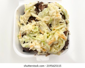 Jerk Chicken, Rice And Peas, Coleslaw Salad (Jamaican Cuisine)