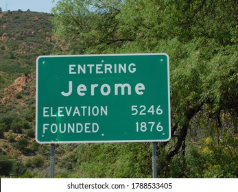 Jerome, AZ/USA-8/2/2020: Entering Jerome Sign 