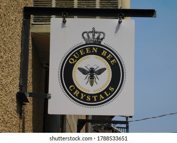 Jerome, AZ/USA-8/2/2020: Queen Bee Crystals Gift Shop SIgn 