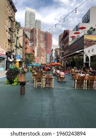 Jersey City, New Jersey - August 15 2020: Outdoor Dining On Grove St