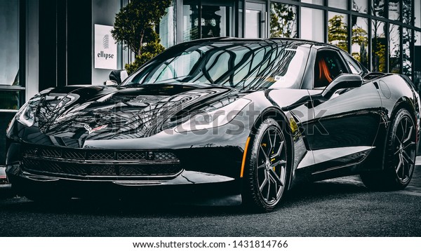Jersey City, New Jersey June 2nd, 2019: Stunning\
corvette making itself\
known.