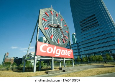 Jersey City, NJ / USA - 6/28/20: The Colgate Clock Is An Octagonal Clock Facing The Hudson River Near Exchange Place In Jersey City, New Jersey                      