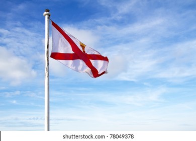 Jersey Flag (UK) On A Flagpole