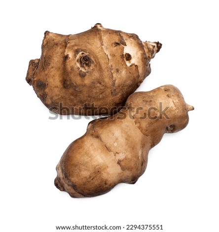 Jerusalem artichokes isolated on white, top view [[stock_photo]] © 