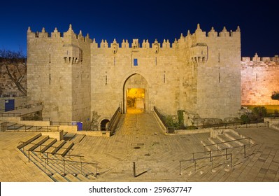 Jerusalem - Damascus Gate At Dusk