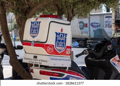 Jerusalem, Israel. 01-06-2020. A Motorcycle Of The ZKA Charity Organization, For Identifying Victims Of Disasters