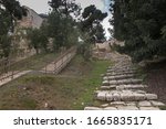 Jerusalem, Israel, ancient staircase near Church of Saint Peter in Gallicantu: Many Christians believe that Jesus followed this path down to Gethsemane the night of his arrest
